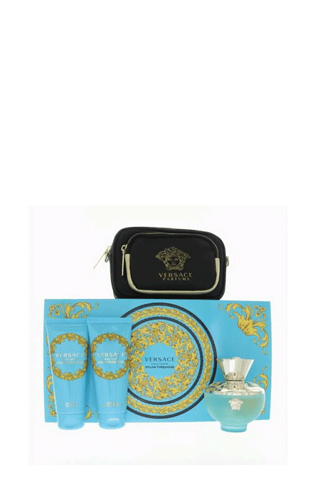 Versace Dylan Turquoise Pour Femme Cof. (Edt 100Ml & B&S/Gel 100Ml &  P.B/Gel 100Ml & Clutch)  VER-DTL7021692