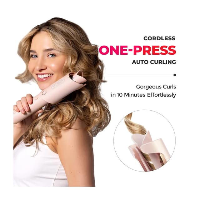 Curlgo Cordless Auto Curling Iron - Pink