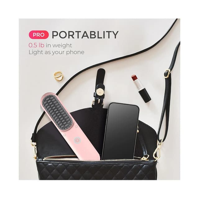 Porta Pro Portable Hair Straightening Brush - Pink